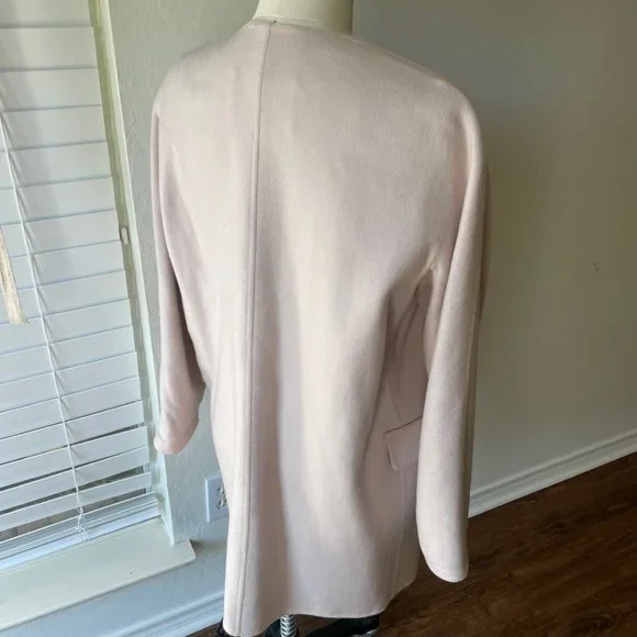 MaxMara Short Coat Light Pink 100% Cashmere Made in Italy Belted Size 12